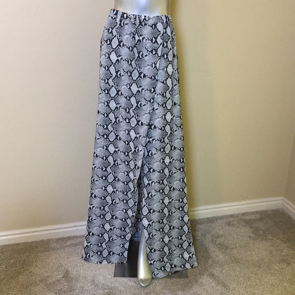 CLUB LONDON Snake Print Wrap Front Maxi Skirt